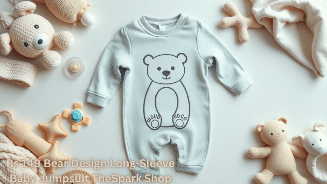 Rs-149-Bear-Design-Long-Sleeve-Baby-Jumpsuit-TheSpark-Shop