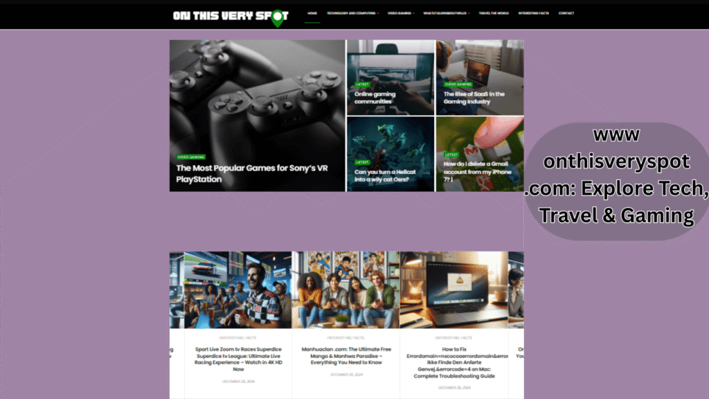 www onthisveryspot .com_ Explore Tech, Travel And Gaming