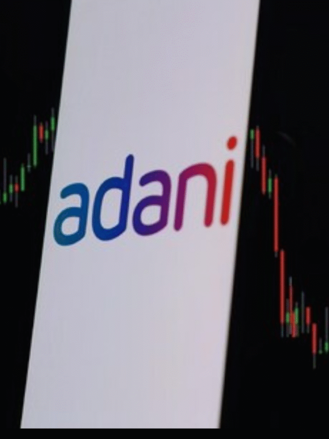adani logo with stock market background