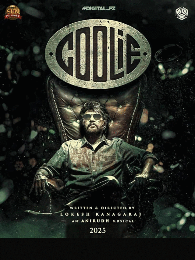 rajinikanth in coolie movie poster with mass action pose